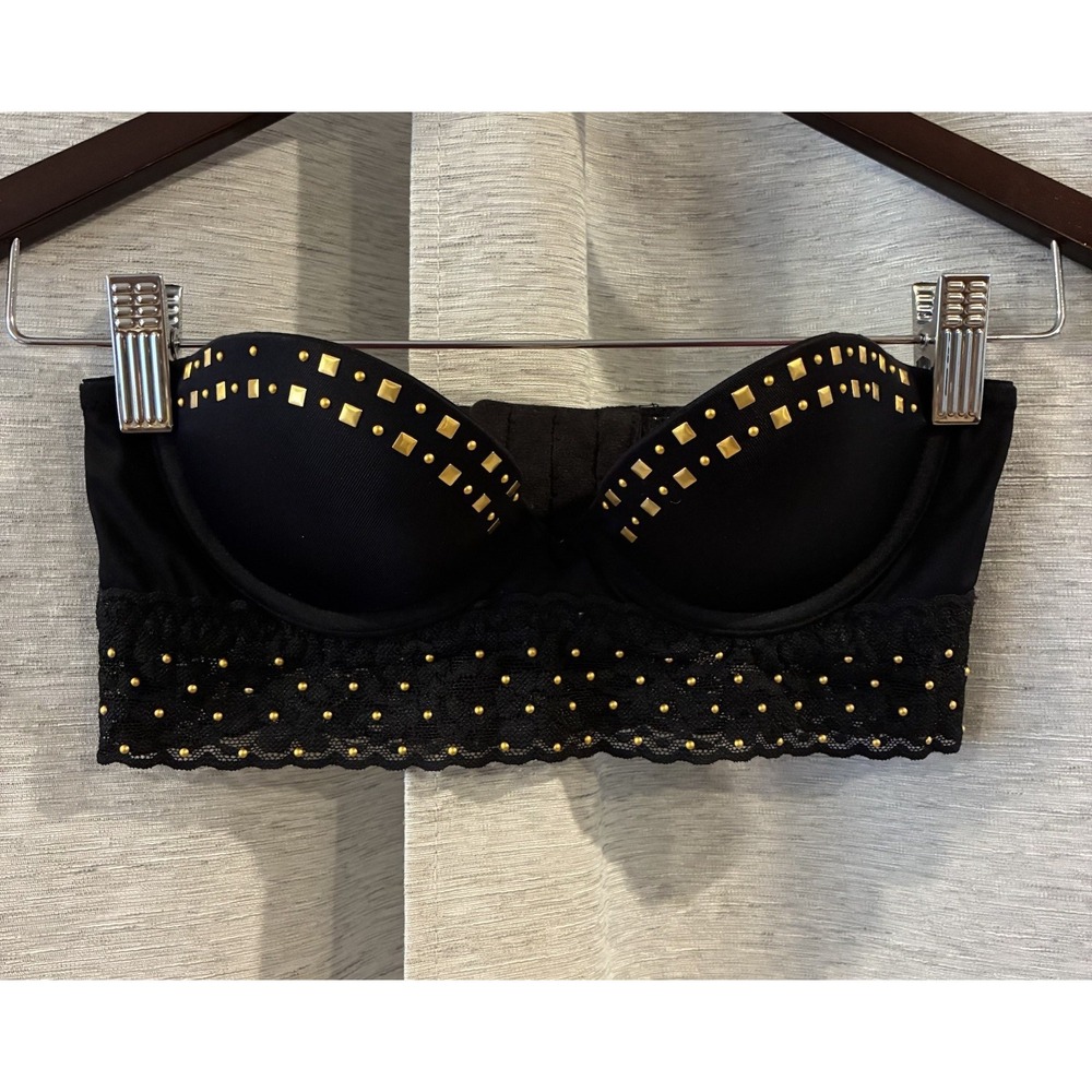 Victoria's Secret Studded Adjustable Crop Top Bra 32A No Straps Festival Grunge